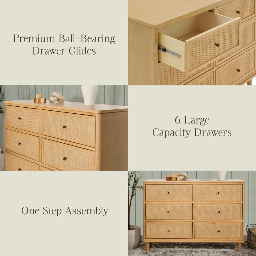 Namesake Marin with Cane 6 Drawer Assembled Dresser (49")