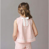 Organic Ruffle Neck Seersucker Top, Pink