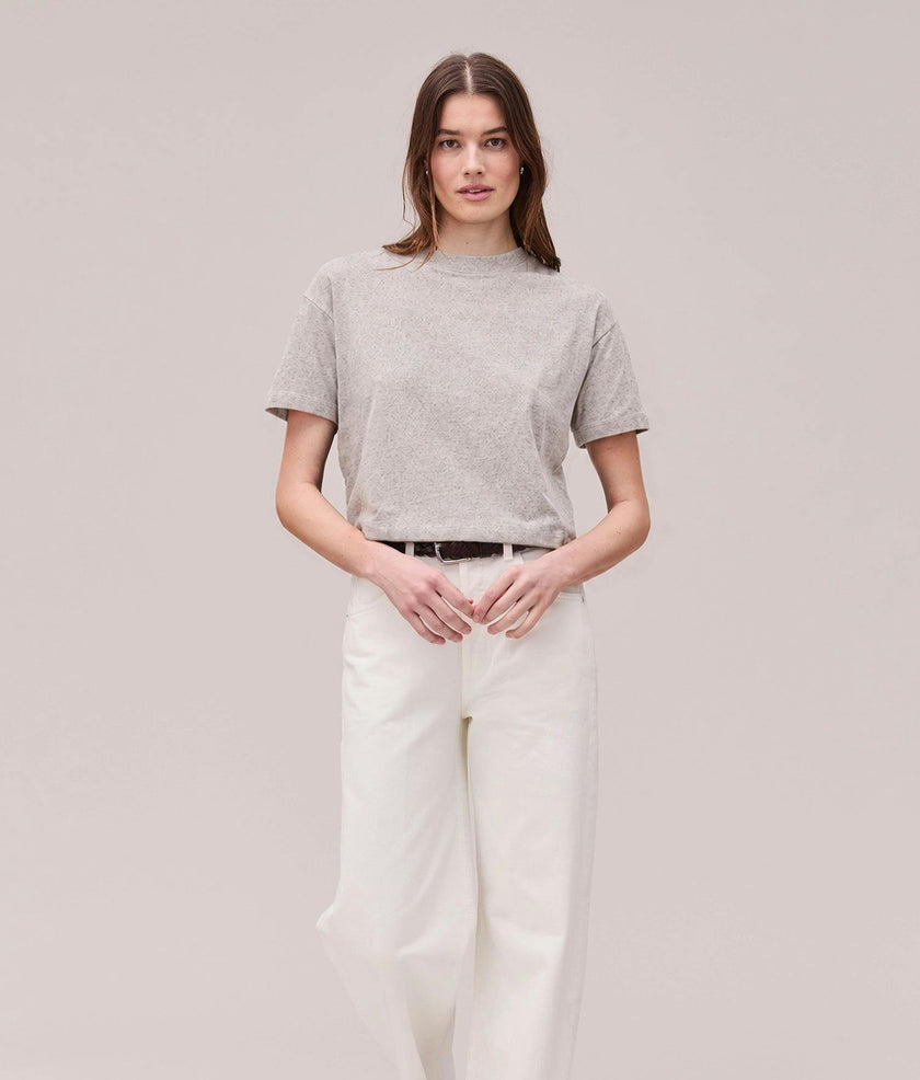 Womens Vintage Jersey Oversized Crop - Recycled Cotton Jersey - Heather Grey
