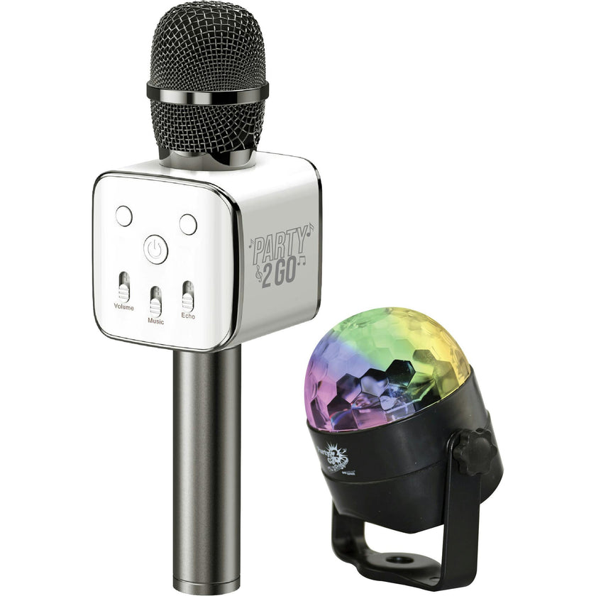 Party2-Go Karaoke Mic Disco Ball Combo