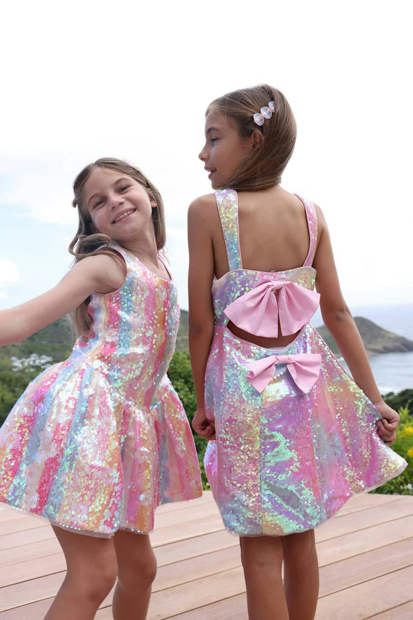Ombre Sequin Bows Dress