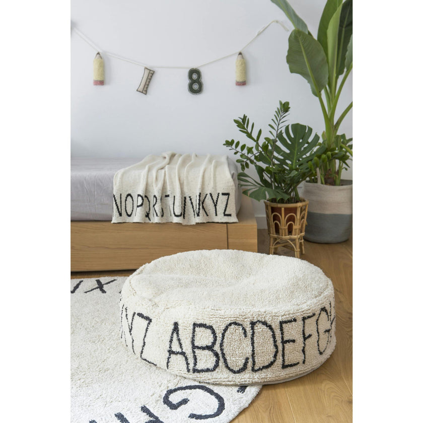 All Around Alphabet Round Wide Pouffe
