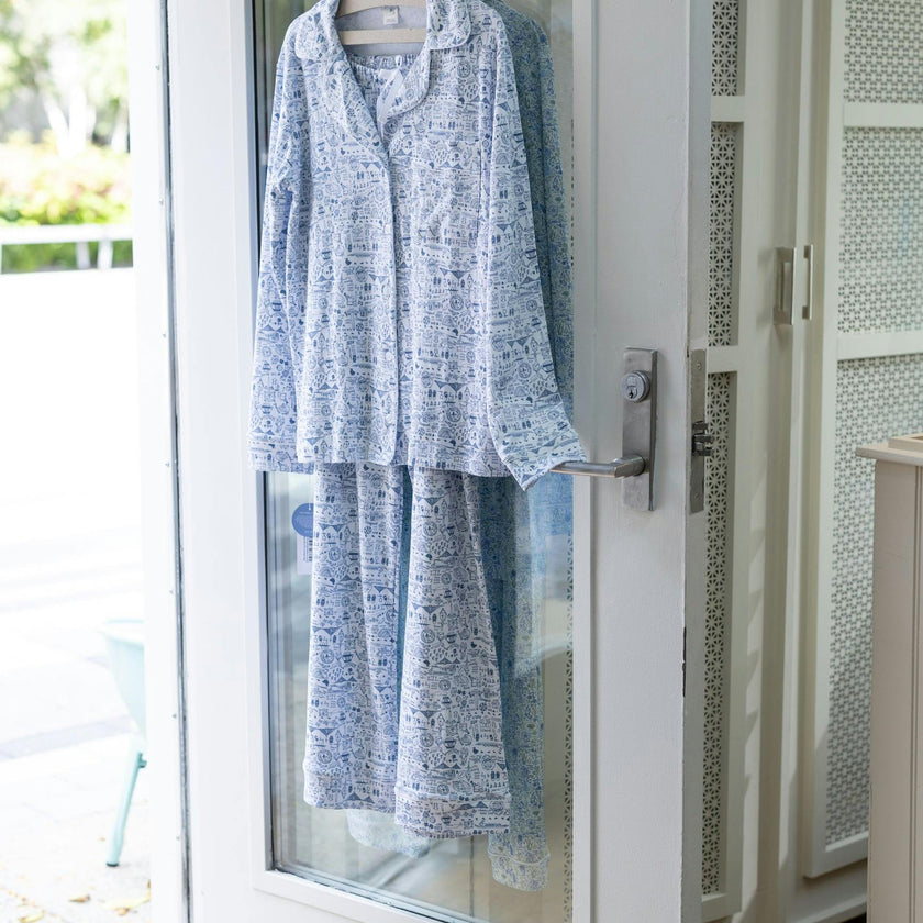 Boston Women's Button Front Long Pajama Set