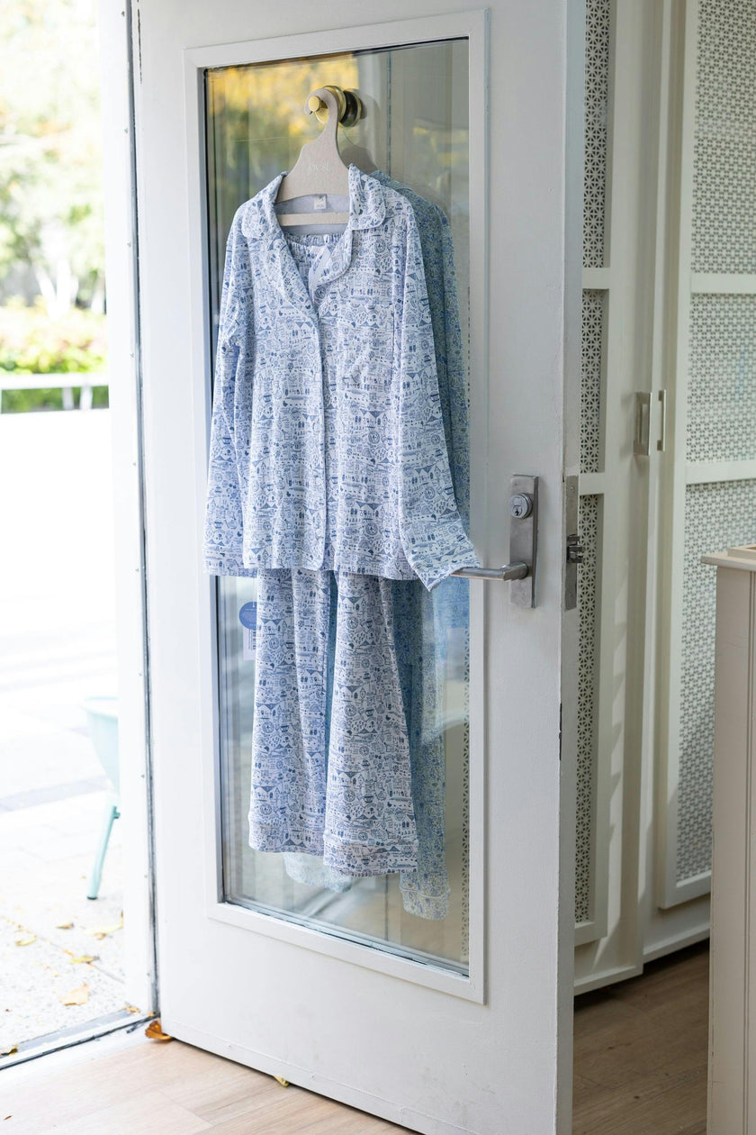 Boston Women's Button Front Long Pajama Set