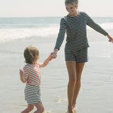 women's navy and cream stripe short