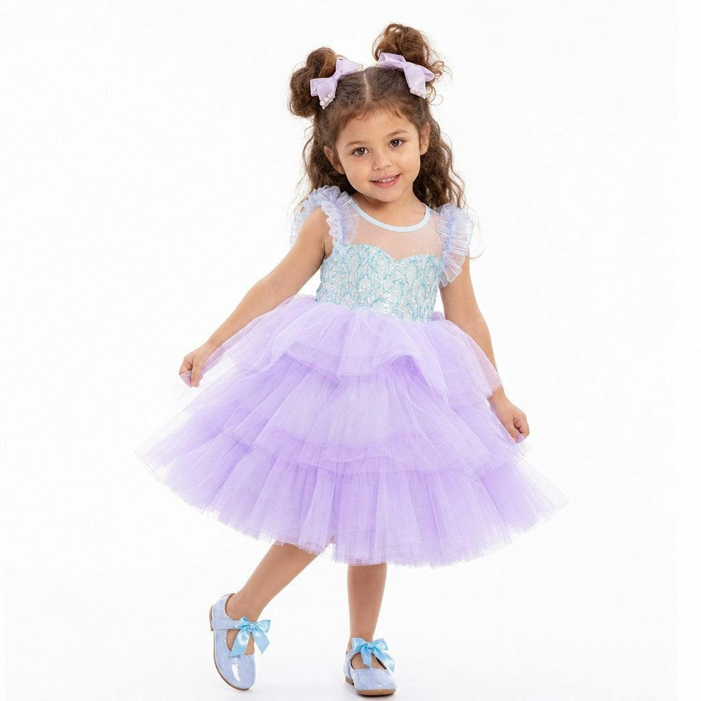 Lilac Dream Tiered Tulle Birthday Dress for Girls