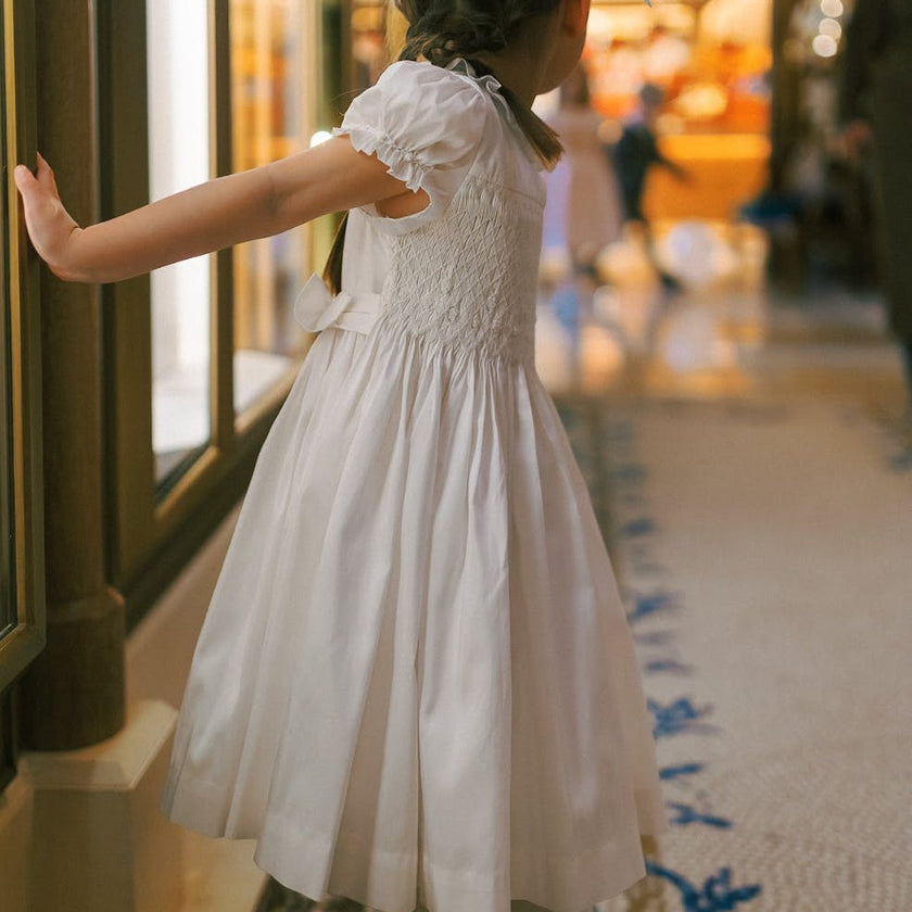 Colombe White Silk Ceremony Girl Dress