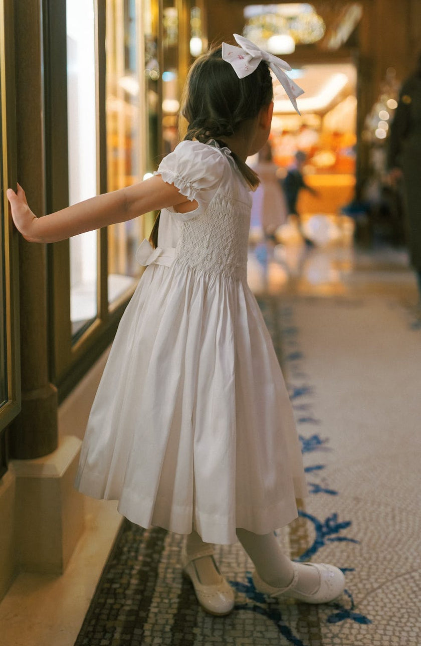 Colombe White Silk Ceremony Girl Dress
