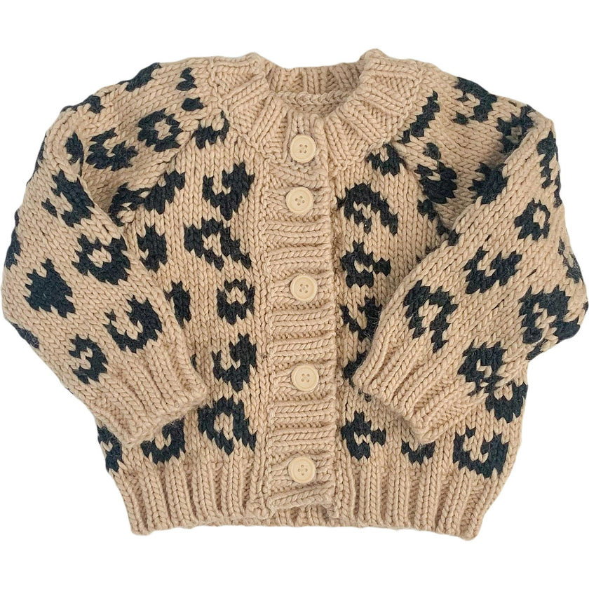 Cheetah Cardigan - Latte/Black