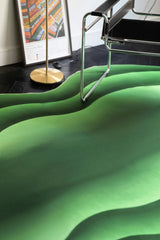Green Modern Abstract Wavy Area Rug by Juan Marquez