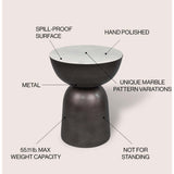 Atarah 20" Contemporary Natural Marble/Metal Handmade Hourglass End Table