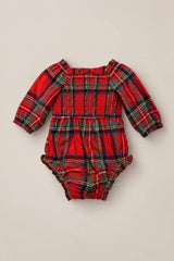 Baby Madeline Romper in Holiday Plaid