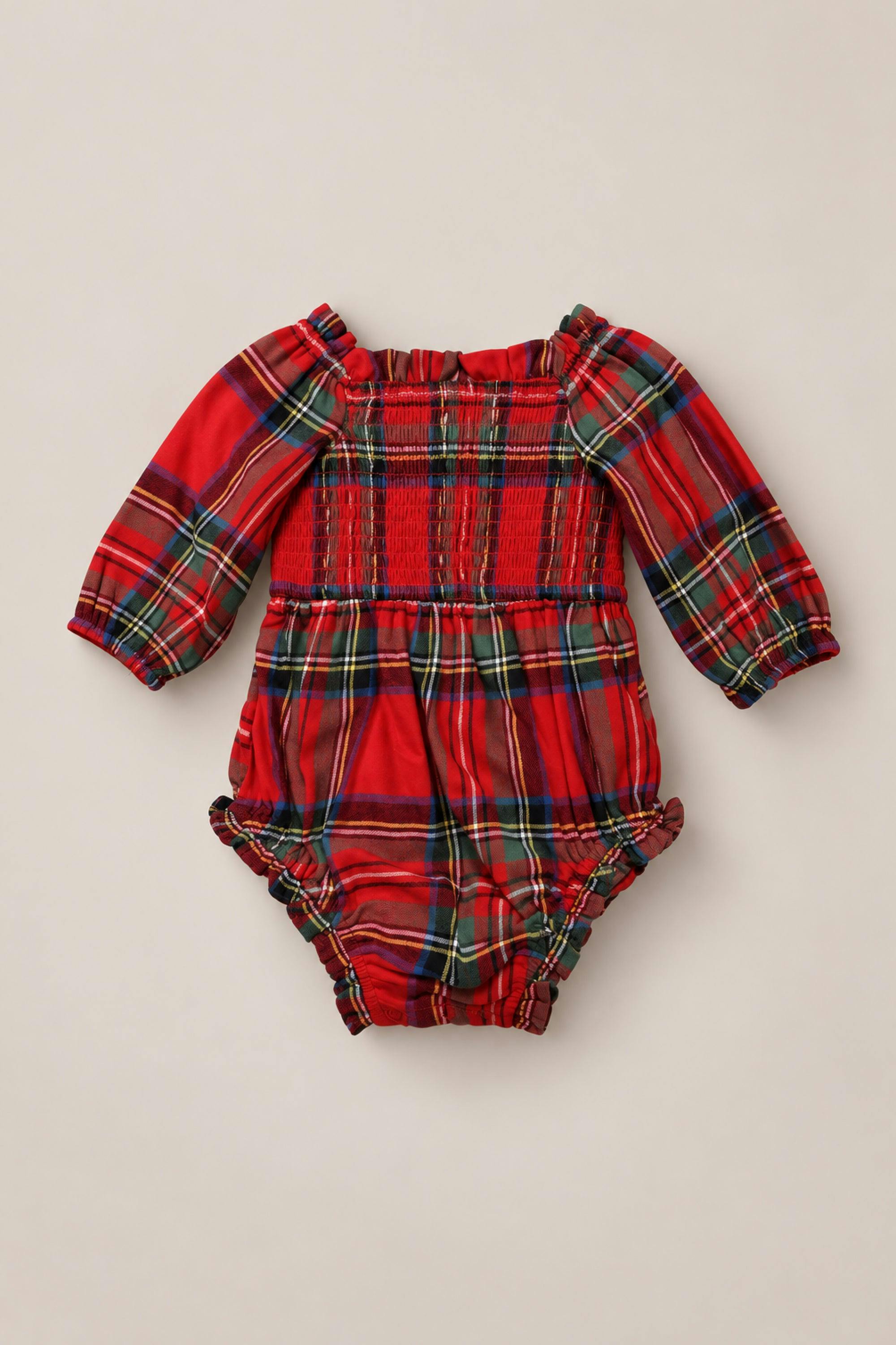 Baby Madeline Romper in Holiday Plaid