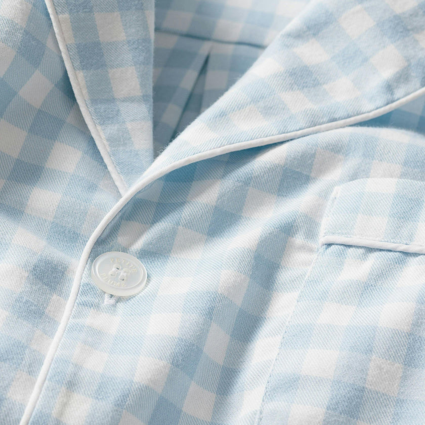 Kid's Twill Pajama Set in Light Blue Gingham