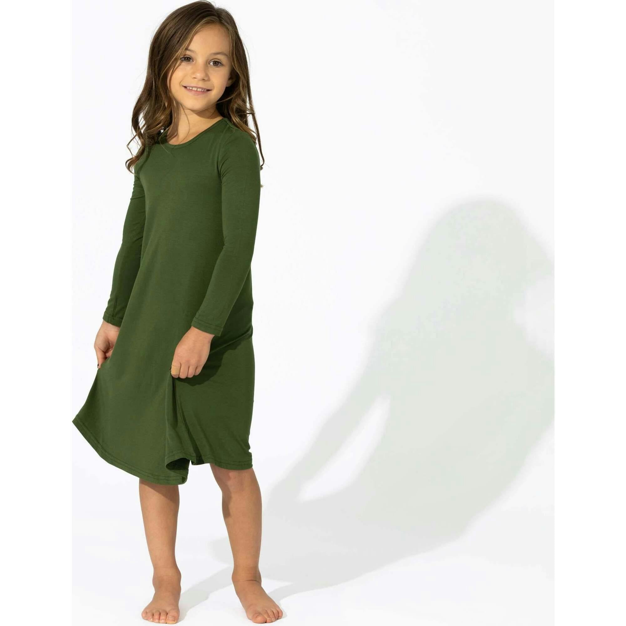 Evergreen Bamboo Girls' Long Sleeve Dress