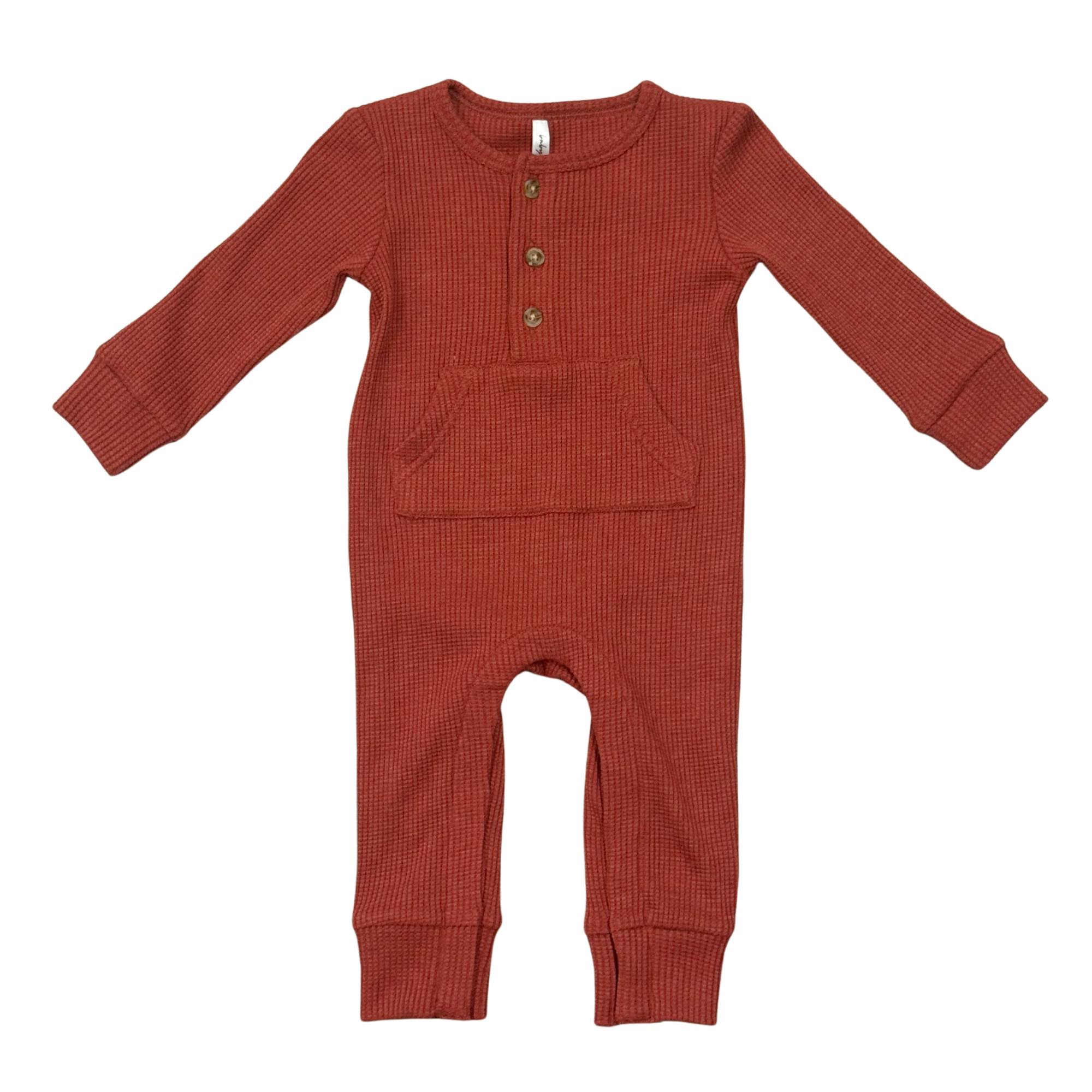 Waffle Romper in Berry Red
