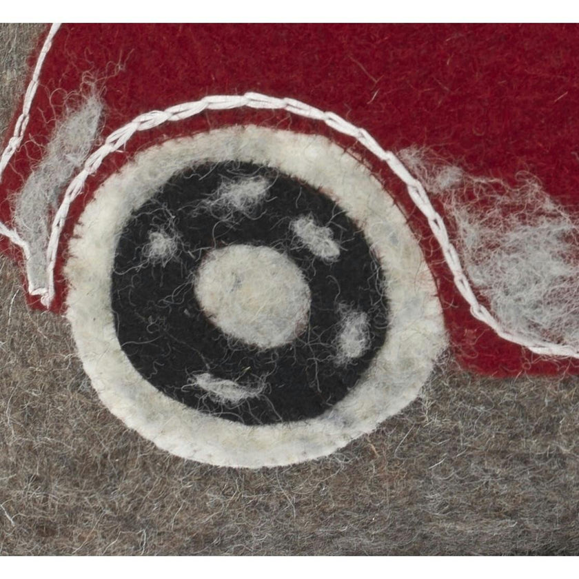 Hand Felted Wool Christmas Pillow - Car Tree Gray - 20"
