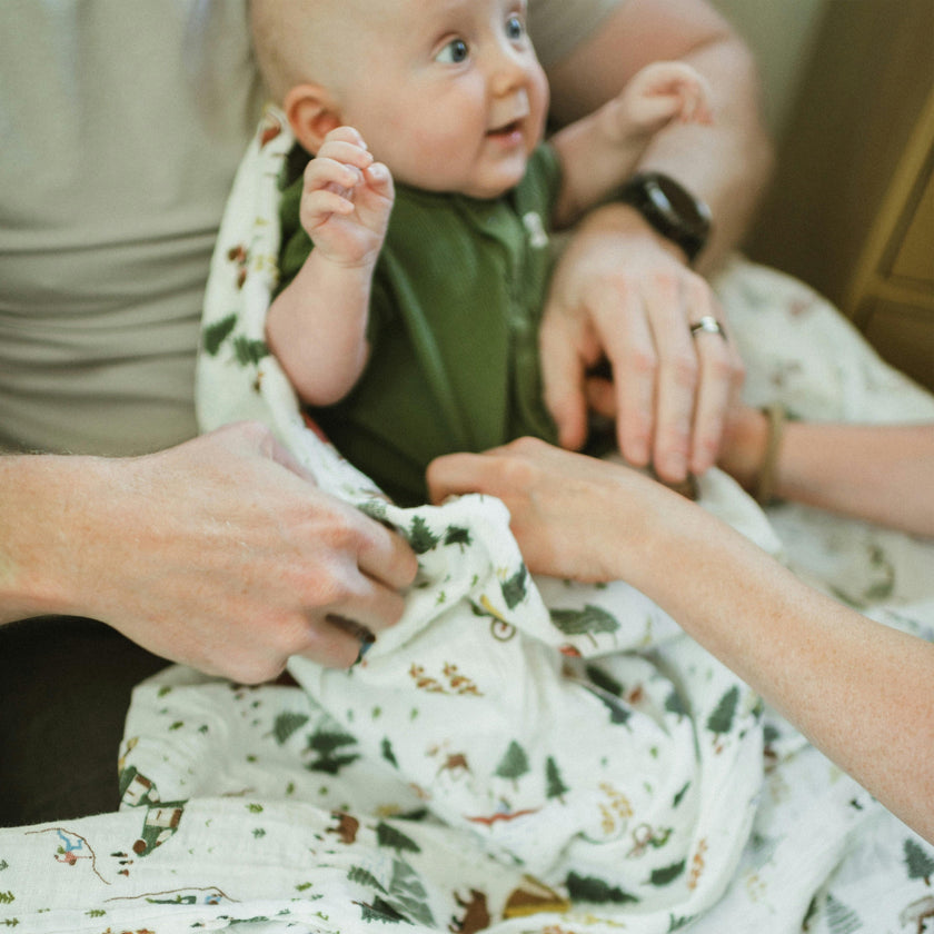 Organic Cotton Muslin Swaddle Blanket 2 Pack - Alpine Adventure