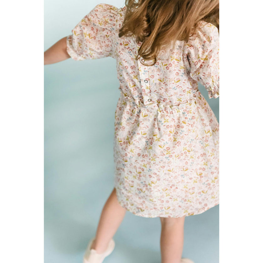 Ruffle Puff Sleeve Dress, White