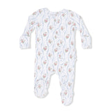 Heirloom Rose Stripe - 2 Way Ruffle Back Zipper Footie