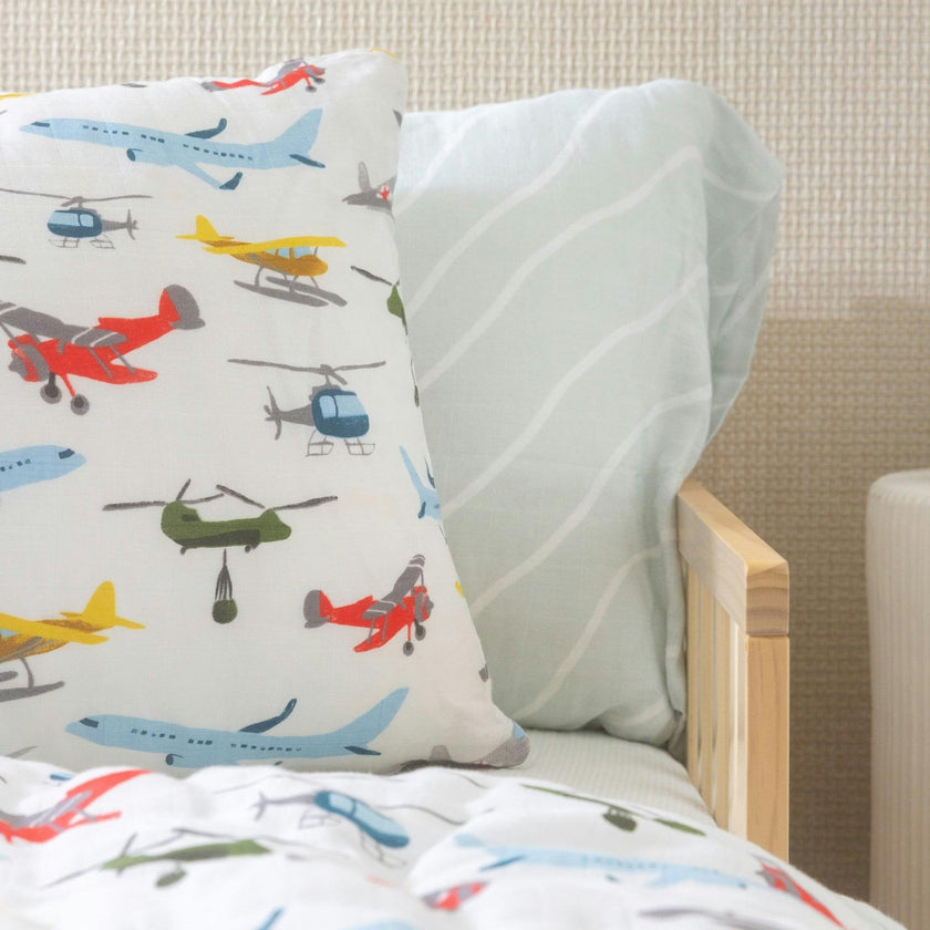 Cotton Muslin Pillowcase 2 Pack - Air Show