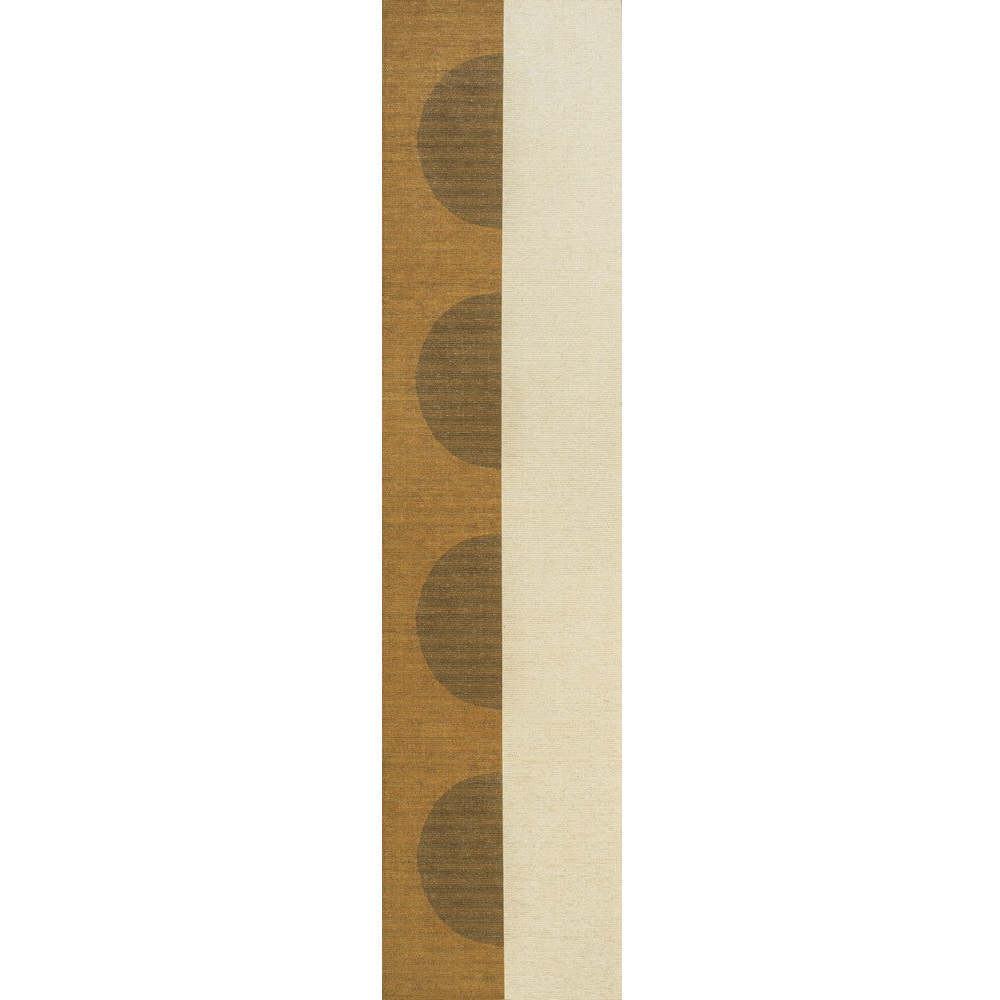 Demie Minimalist Graphic Circle Machine-Washable Area Rug, Brown