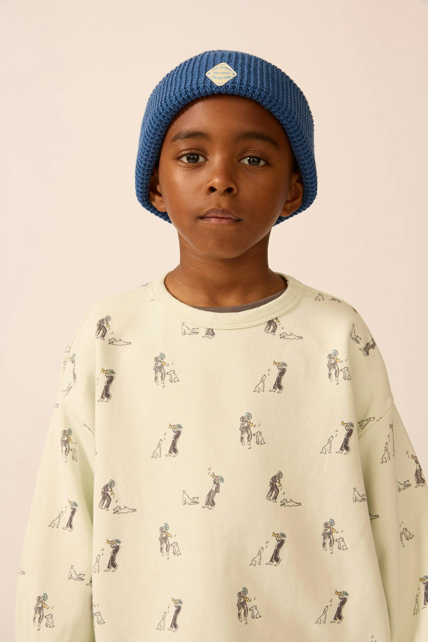 Organic Waffle Knit Beanie in Blue Note