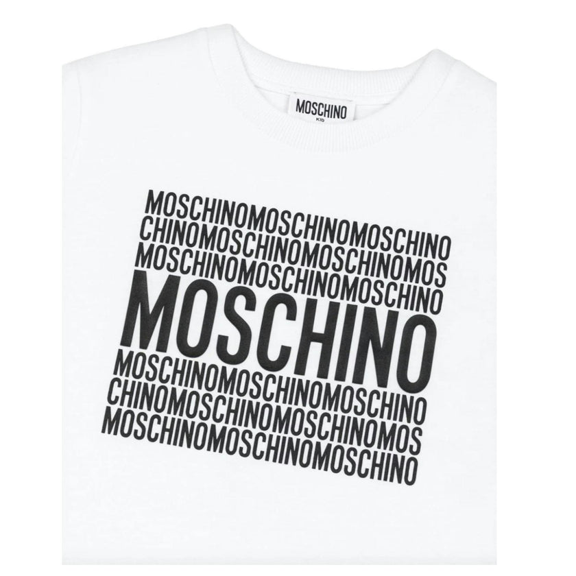 White Short Sleeve T-Shirt with Logo Print