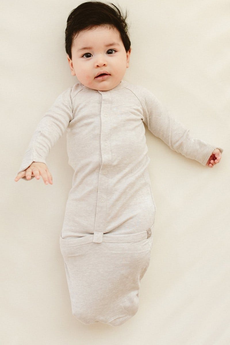 24 HOUR CONVERTIBLE GOWN | STORM GRAY — Bamboo Organic Cotton Blend, Preemie–6M
