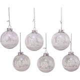 80MM Clear with White Tree Design Glass Ball Ornaments
