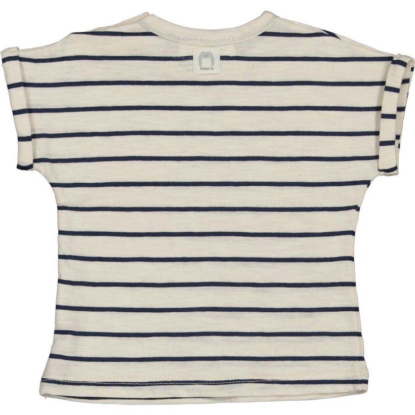 Striped Short Folded Sleeve T-Shirt