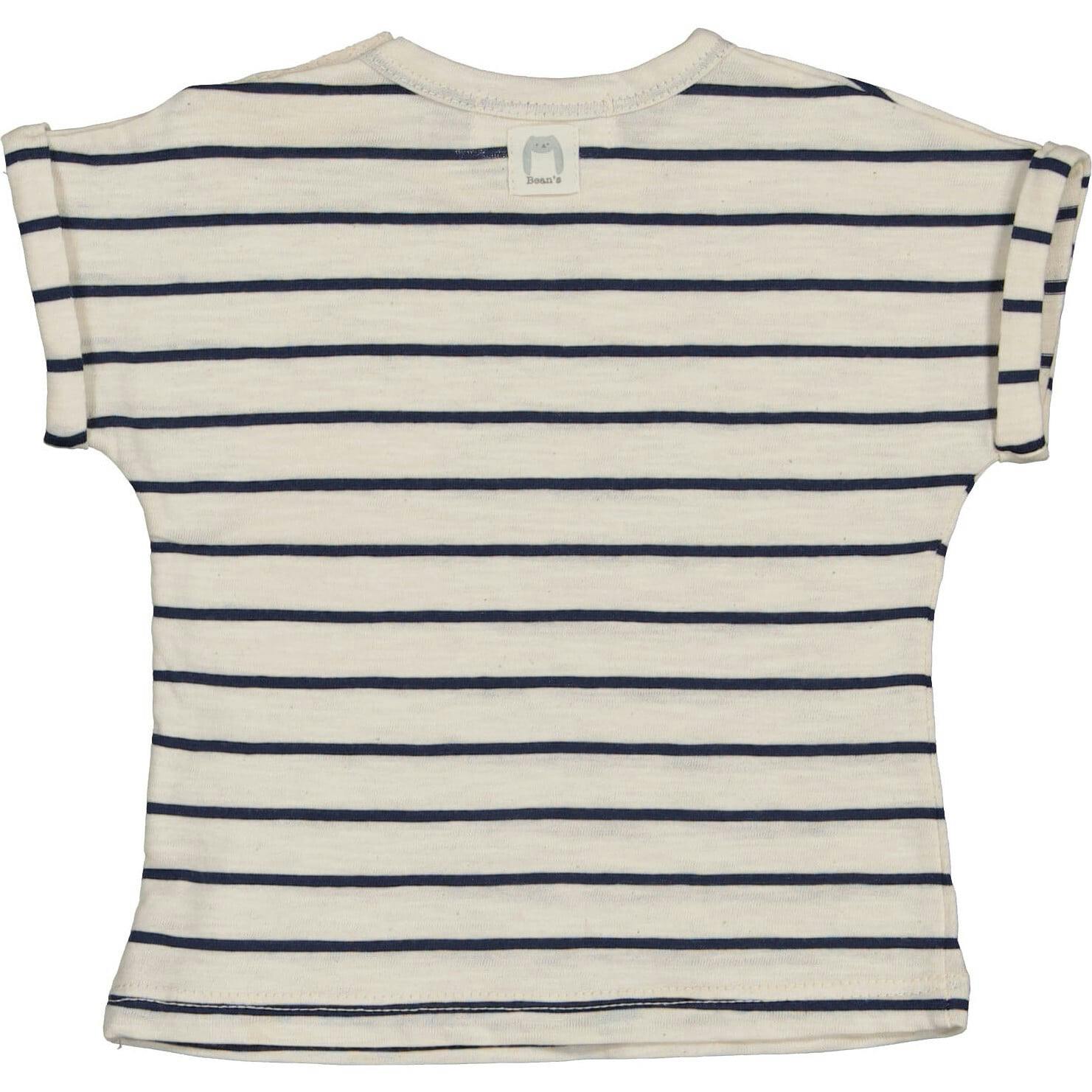 Striped Short Folded Sleeve T-Shirt