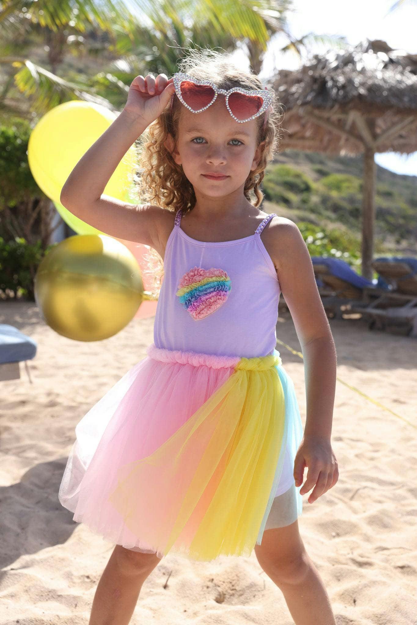 Rainbow Heart Tulle Dress