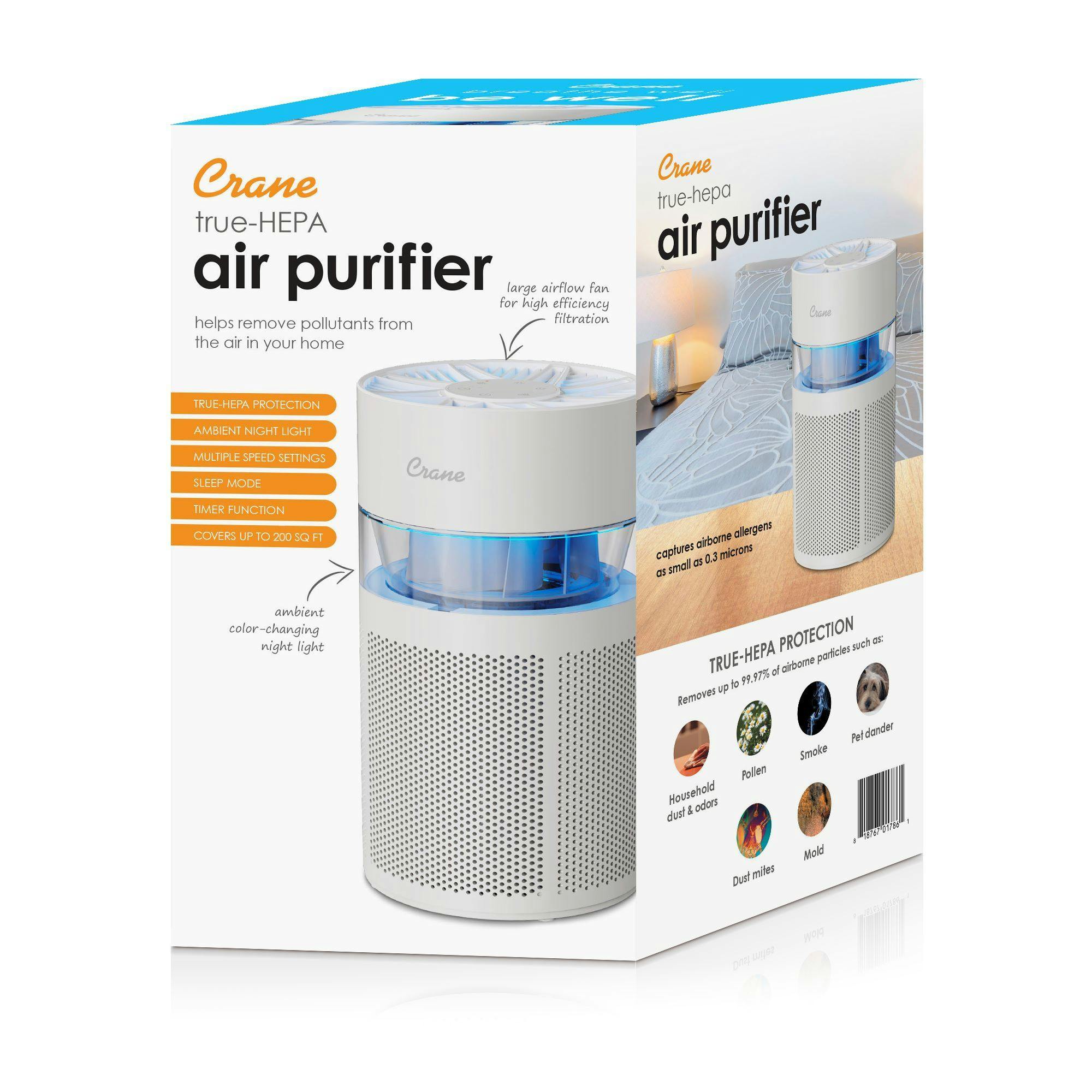 True HEPA Air Purifier For Nursery, Up To 200 Sq. Ft., With Night Light