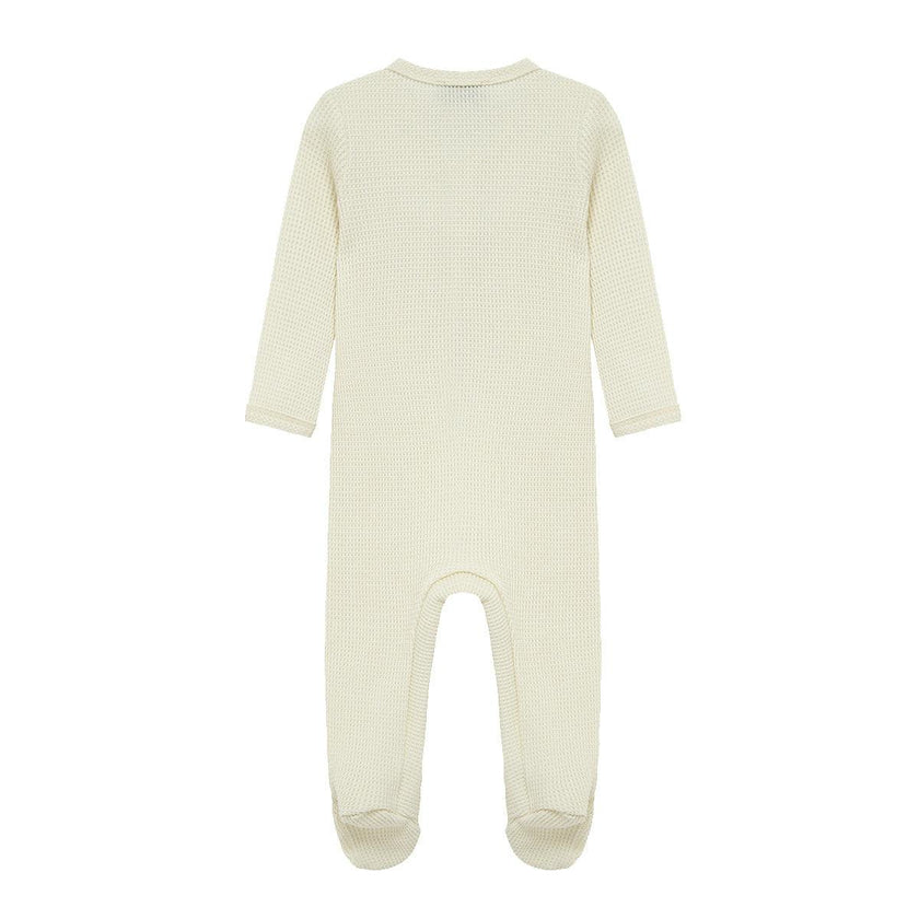 Vanilla Waffle Zipper Footed Romper