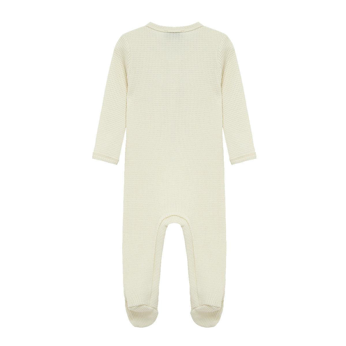 Vanilla Waffle Zipper Footed Romper