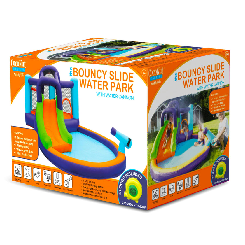 Bouncy Slide Water Park with Water Cannon
