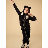Ears Velour Hoodie, Black