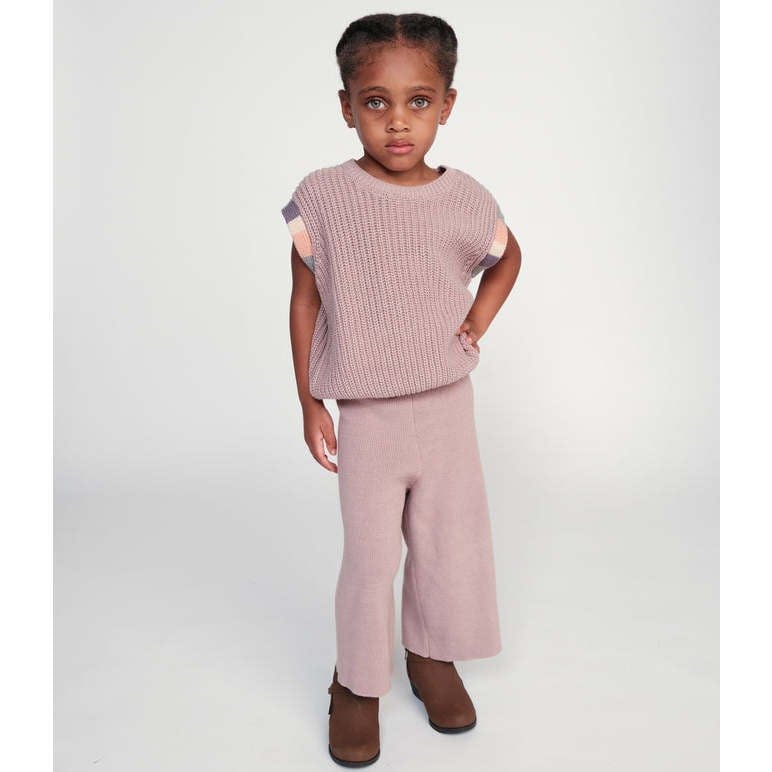 Chunky Ribbed Knit Crew Neck Sleeveless Wide Boxy Fit Tank Top