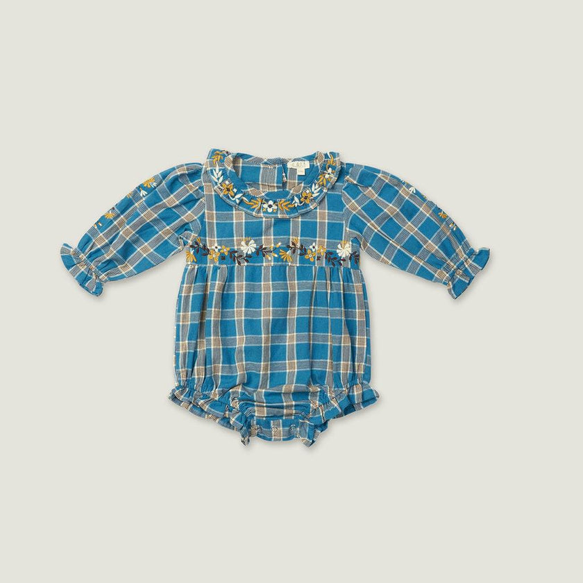 Baby Juniper Embroidered Ruffle Collar Long Sleeve Romper