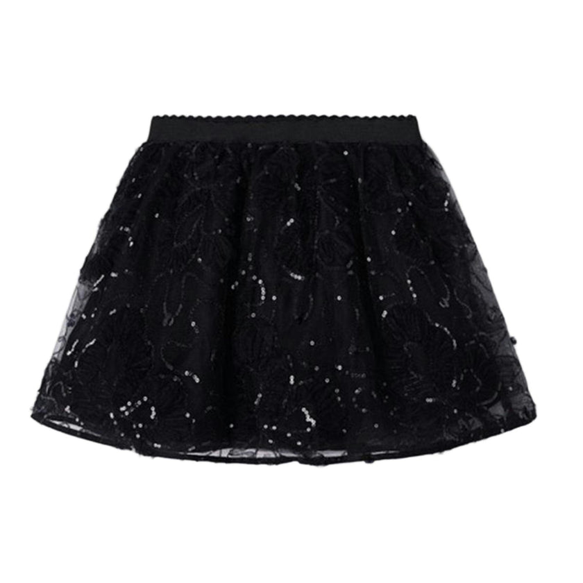 Black Tulle Applique Skirt