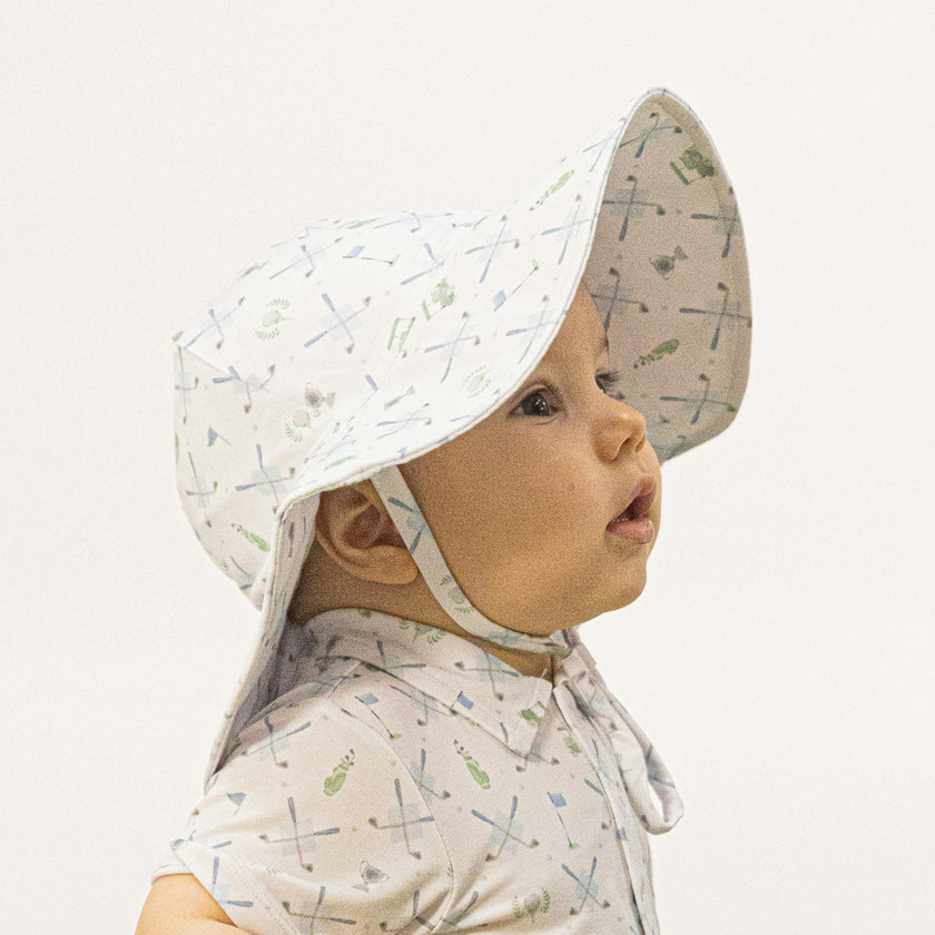 Golf Trellis Blue - Wide Brim Sun Hat