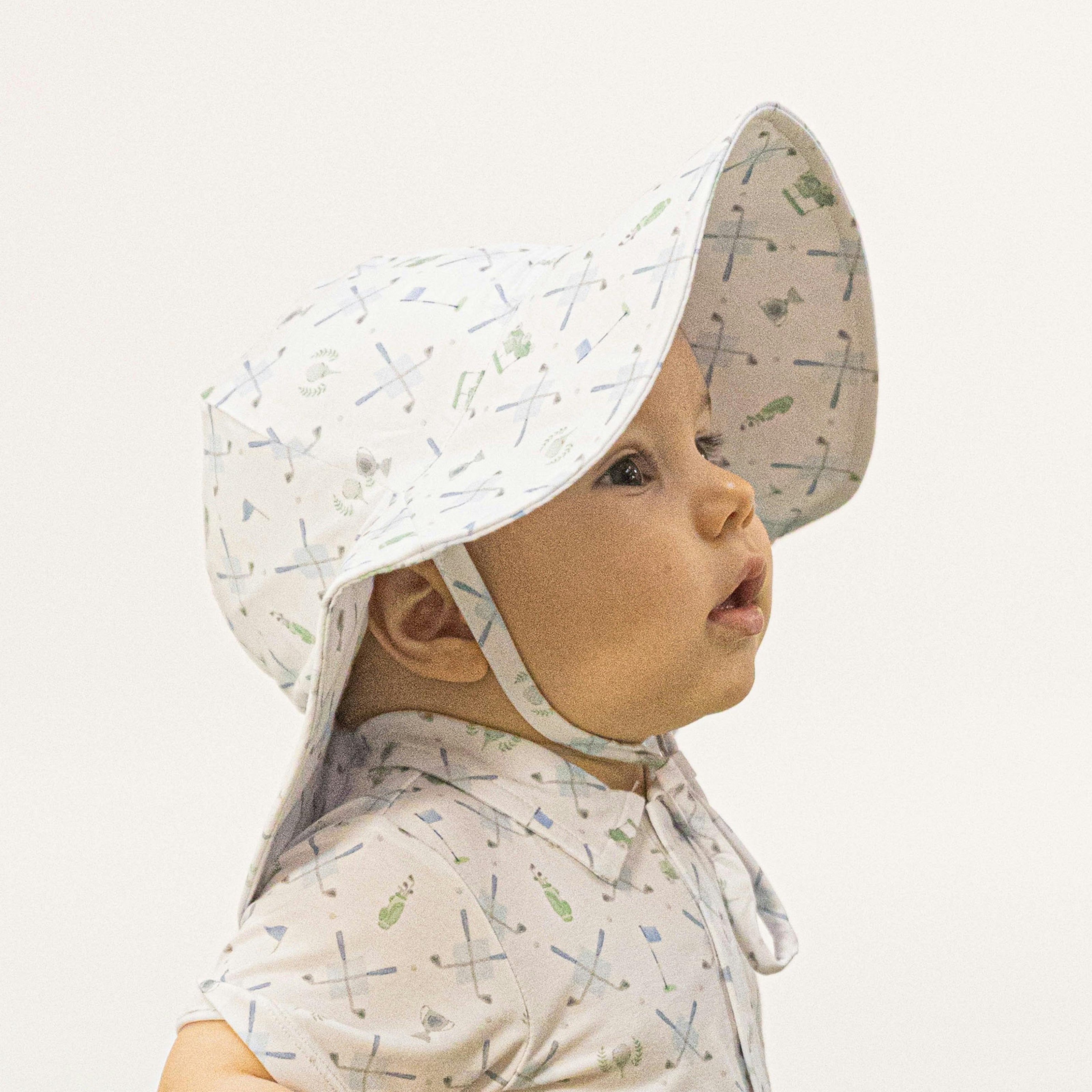Golf Trellis Blue - Wide Brim Sun Hat