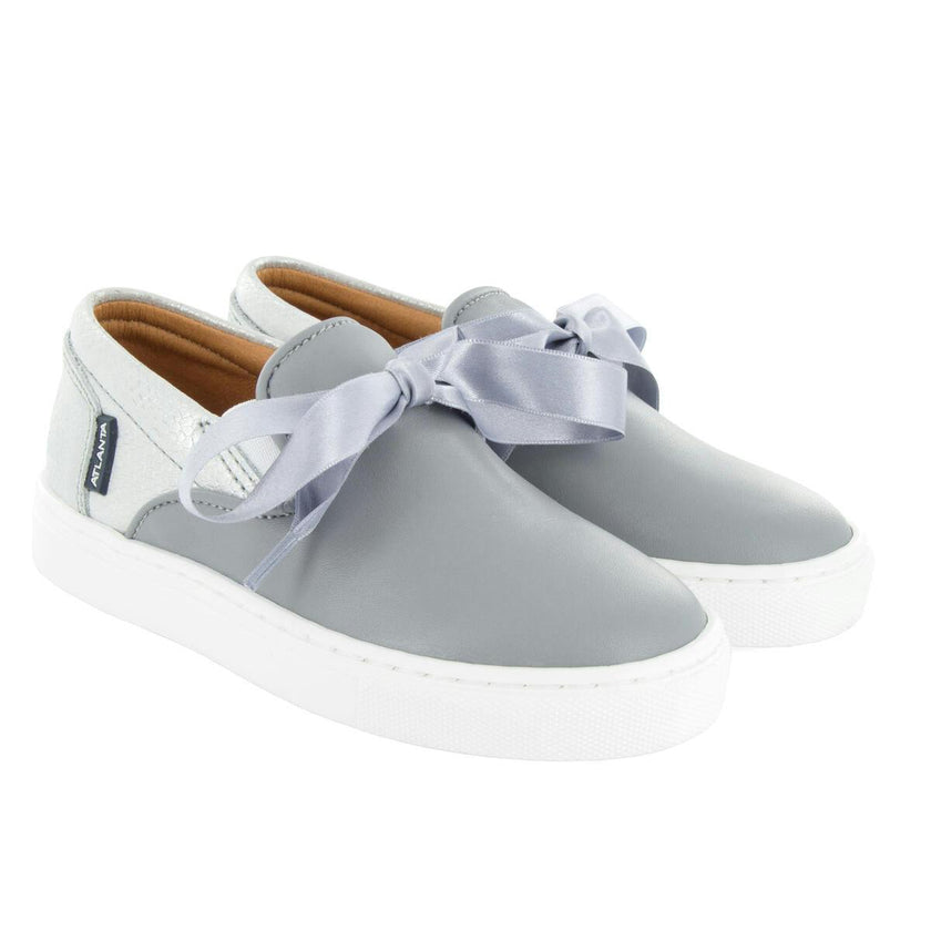 Leather & Lace Slip On Sneakers, Grey