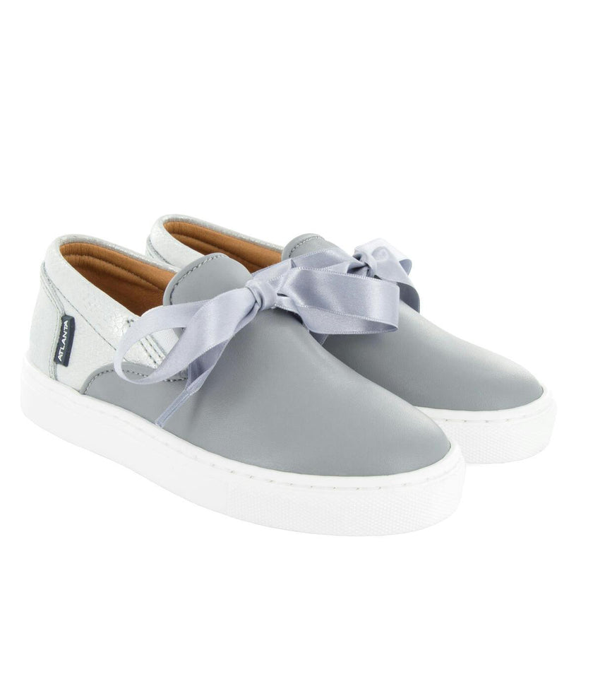 Leather & Lace Slip On Sneakers, Grey