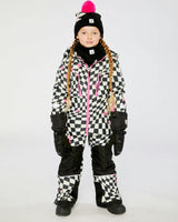 Two Piece Teknik Snowsuit White And Bright Pink Checkered Print