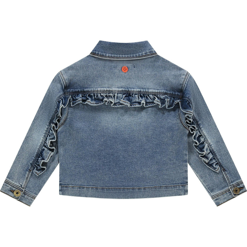 Ruffle Accent Denim Jacket