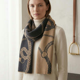 Cotton Sustainable Knit Scarf - Equestrian Straps