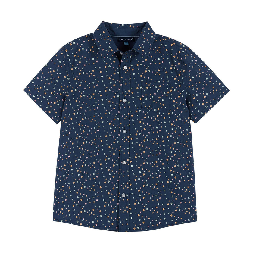 Navy Floral Print Buttondown Shirt