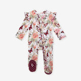 Leanne Picot Footie Ruffled Zippered One Piece